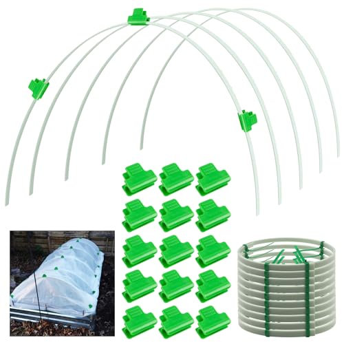 Anelli per serra rimovibili, 10 pezzi, 200 cm, per copertura delle piante, in plastica, in fibra di vetro, per piante da giardino, pali da giardino