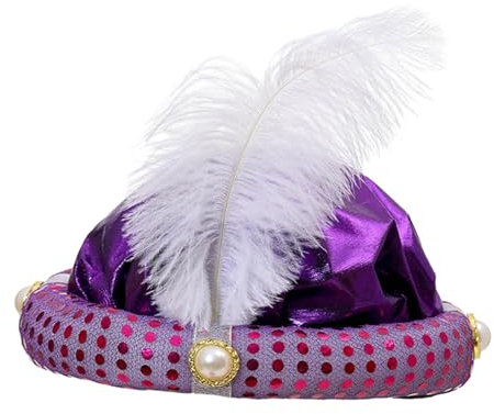 LOVIVER Indische Sultan-Turban-Hüte, Sultan-Hut, arabischer Hut, Kopfbedeckung, Dekorationen, Hijab-Kopfwickel, Prinzenhut für Abschlussball, Männer und, lila