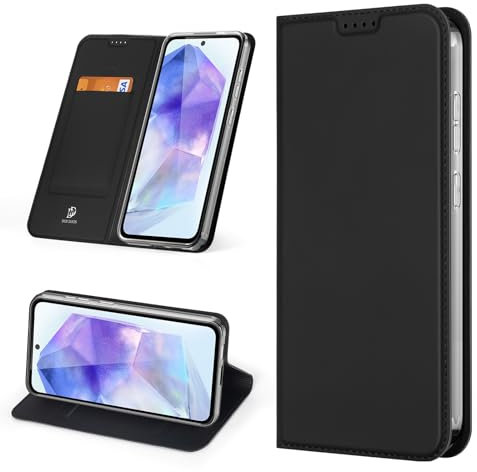 DUX DUCIS Handyhülle für Samsung Galaxy A55 5G Hülle, Leder für Galaxy A55 5G Hülle Klappbar Leder Flip Case Standfunktion Magnet Kartenfach Schutzhülle Klapphülle für Samsung A55 5G (Schwarz)