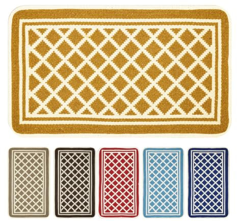OLIVO.shop | MELODY Tappeto cotone lavabile in lavatrice, Tappeti cotone economici 50x80 cm, rombi (GIALLO)