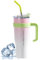 Qixuer Mug Isotherme 40 OZ (1.2L) avec Paille et Poignée - Bouteille en Acier Inoxydable 304 pour Café Chaud ou Glacé - Idéal pour Voiture, Bureau, Camping, Yoga et Extérieur