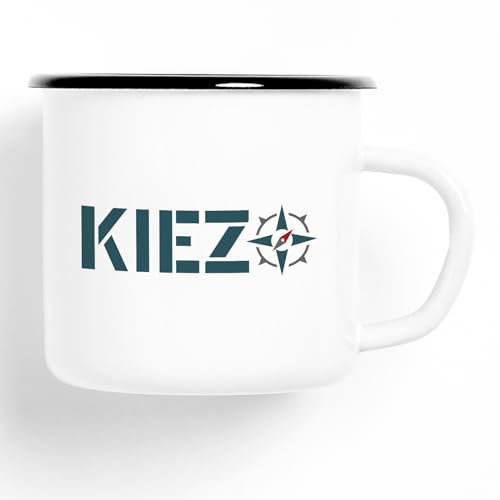 Huuraa Emaille Tasse Kiez Kompass Geschenk 300ml Vintage Emaille Becher Kiez Kompass Geschenkidee