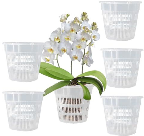 Tomalithic 5 Pièces Pot de Fleurs Plastique Transparent,Pot de Contrôle des Racines de 140 Mm, Plateau Inclus, avec Trous de Drainage pour Balcon Intérieur, Bureau, Extérieur