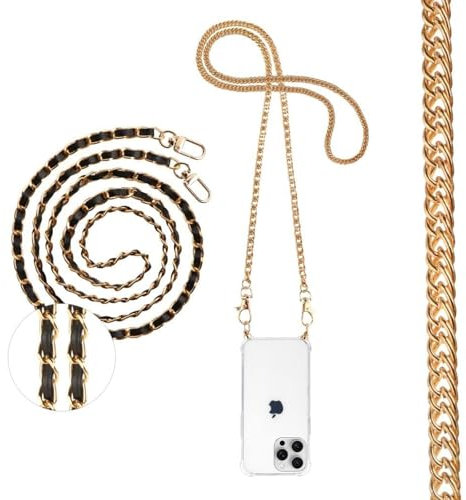 Pnakqil Coque avec Lot de 2 Cordon pour Apple iPhone 16 Pro 6,3, Étui de Téléphone avec Chaine métallique Bandouliere Collier Corde, Transparente TPU Souple Antichoc Bumper Housse, Lanyard 3