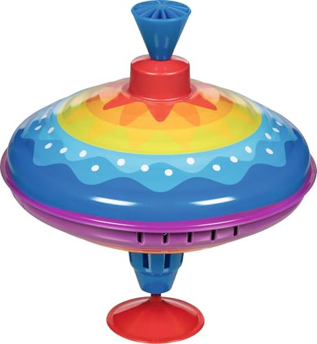 goki 53778 - Toupie bourdonnante en tôle - Toupie colorée Qui apporte Joie et Plaisir à la Chambre de Votre Enfant - Toupie Classique avec Pied - Hauteur : 21 cm - À partir de 1 an