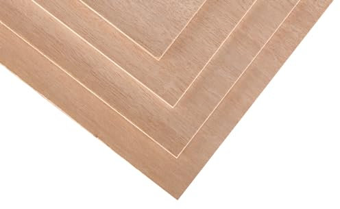 Telituny 4 StüCk Sperrholz, 3mm 11.8''x8.46'', Unbehandeltes Bastelholz, NatüRliche Bergmaserung, Leere Bretter FüR Holzhandwerk, Laserschneiden (Mahagoni)