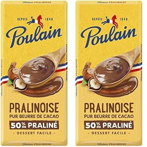 Poulain Tablette Chocolat Pralinoise 180 g (Lot de 2)