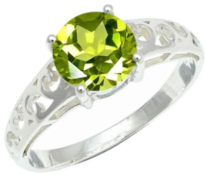 JEWELSTREZORO Peridot Edelstein Bandring 925 Sterling Silber Ring Herren & Damen Bandring Geschenkartikel Schmuck TSR1254AJ_1 (47 (15.0))