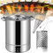 KUOYTT Fassgrill, vertikaler Hängegrillofen, Smoker-Holzkohle-Fass-BBQ-Grill, Edelstahl-BBQ-Grill-Maschenfass, Camping-Grillgestell für Camping, Silber, 36 * 36 * 43 cm