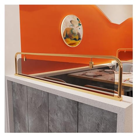 Trennwand aus gehärtetem Glas für Restaurants, Wohnzimmer, Büro, goldfarben, 25 x 60 cm, Schreibtisch-Trennwand
