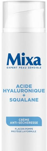 Mixa - Crème Anti-Sécheresse - à l'Acide Hyaluronique et au Squalane - Hydrate pendant 48H - Apaise les Tiraillements - Hypoallergénique - 50 ml