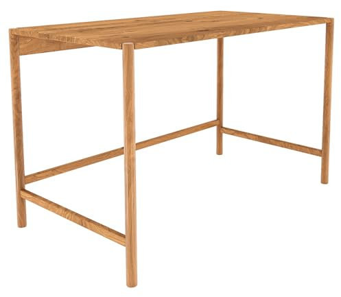 Lomadox Schreibtisch Bürotisch, Eiche massiv geölt, Echtholz/Massivholz, montierte Lieferung