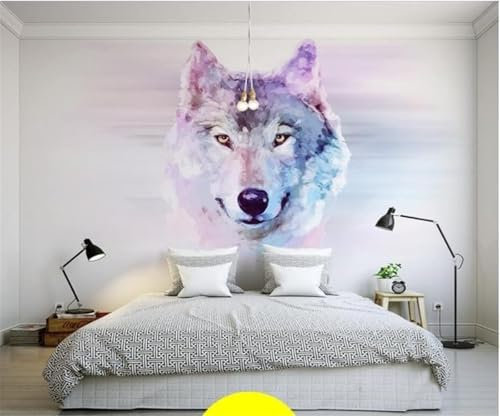 XLMING Sketch of A Wolf's Head 3D Wallpaper Home Study Office Dining Room Sofa Bedroom Living Room TV Backdrop-430cm×300cm