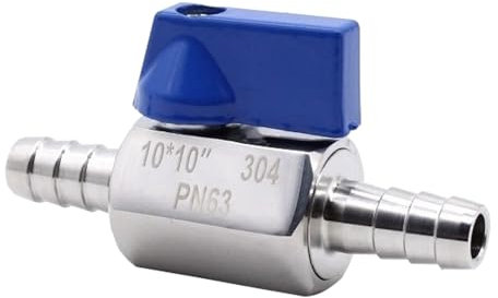 Robinet à boisseau sphérique en acier inoxydable, 10 mm Barb x Barb Mini interrupteur d'arrêt Valve de contrôle raccords de tuyau