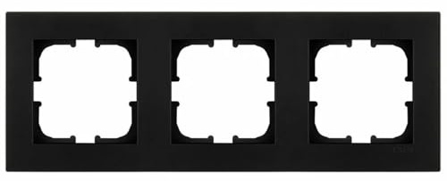 EXEN - Serie KARELL Rahmen 3-fach für Lichtschalter und Steckdose - Panel für Wandlichtschalter und Steckdosen - Schwarz Metallic - 224mm - K103/14E