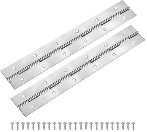 M METERXITY 2-Pack Piano Hinges, 12 Inch / 300mm Stainless Steel Continuous Piano Hinge with Holes and Screws for Cabinets Door/Storage Box [2X 0.04/ 50x 1mm Open Width Thick, Silver Tone]