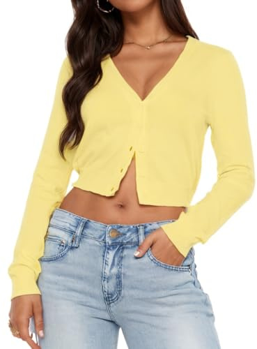 LACOZY Women's Long Sleeve Cardigans Open Front Knit Lightweight Sweaters | Women's Cropped Cardigan Sweaters, Lightweight, Button Down, Fall, Bolero Shrug for Women, Open Front Knit, V Neck Sweater