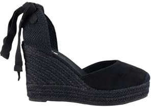 Keslem Alpargatas de Cuña Alta para Mujer, Estilo Espadrille con Cordones, Negro (Negro, Sistema Tallas Calzado EU, Adulto, Mujer, Números, Mediano, 39)