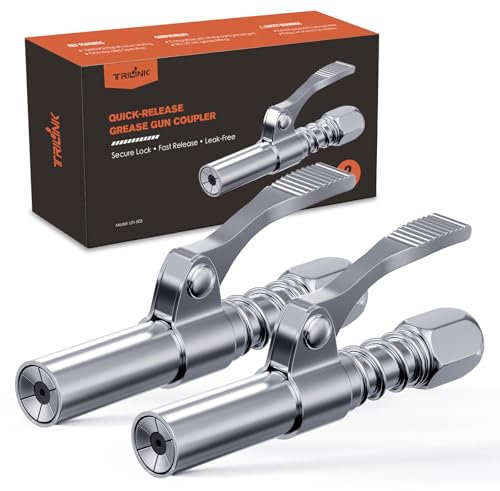 Testina Ingrassatore Professionale 2 Pezzi – Adattatore per Pistola del Grasso a Rilascio Rapido con Una Mano – Bloccaggio a 6 Ganasce – Accoppiatore per Filetto 1/8 NPT, Raccordi SAE e Metrici