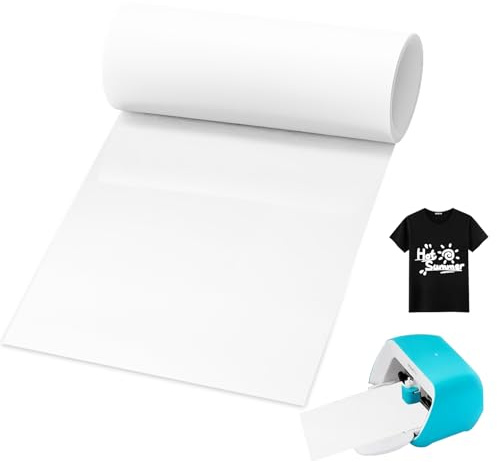 YushengTai Circut Joy Smart Iron on Vinyl White, 14cm x 150cm PU Heat Transfer Vinyl Roll Without Cutting Mat Required, HTV Vinyl Iron On for Circut Joy, T-shirt (White)
