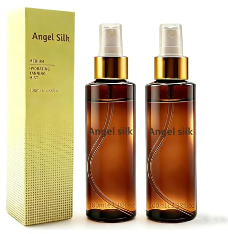 Angel Silk Self Tanning Mist Spray, Fake Tan Mist for Face & Body, Streak-Free Moisturiser with Vitamin C and Vitamin E, Waterproof, Natural, Lightweight, Vegan & Cruelty Free 200ml