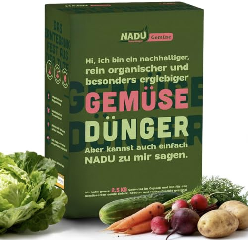 NADU organischer Gemüsedünger 2,5 kg für 15 m² Gemüsebeet – 100% natürlich, Langzeitwirkung, reichhaltige Ernte, haustierfreundlich, Made in Germany