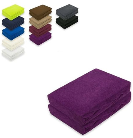 EXKLUSIV HEIMTEXTIL Frottee Spannbettlaken Doppelpack 90-100 x 200 cm Lila