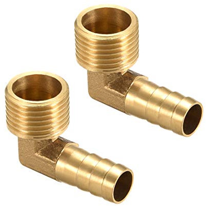 sourcing map 2 Stück Messing Schlauchanschluss 90-Grad Winkel 12 mm Widerhaken auf 1/2PT-Rohradapteranschluss