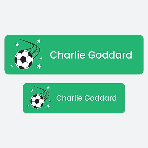 50 x No Iron Medium Personalised Stick On Waterproof Washable Name Labels Great for Clothes, School Uniform, Equipment, Shoes and Much More. School, Nursery, Day Care, Hospital - Football Crazy