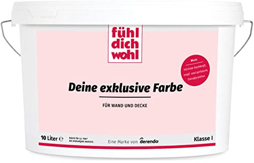 derendo Fühl Dich Wohl Deine Farbe rosa, matte Wandfarbe rosa, hohe Deckkraft, verschiedene Rosafarbtöne zur Auswahl (10L, Lachsrosa E1-42)