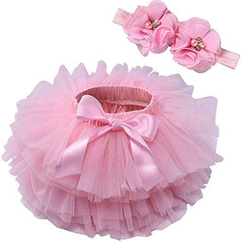 Vobony Tutu Gonna Neonata Tulle Bambina Carino Principessa Vestiti Tutu Danza + Fascia per Compleanno Newborn Fotografia Props (Rosa, 2-3 Anni)