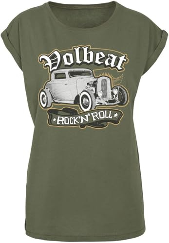 Volbeat Rock'n'Roll Frauen T-Shirt Oliv XS 100% Baumwolle Band-Merch, Bands