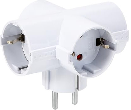 Aigostar Adaptador Enchufes Europeos con 4 Tomas.Enchufe de Pared.con Protección Infantil,16A,250V,Blanco