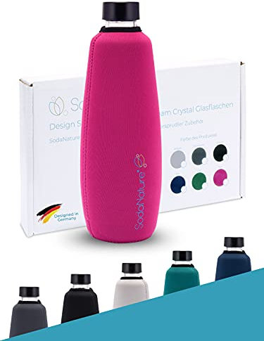 SodaNature® | Premium Schutzhülle für SodaStream Duo Glasflaschen | Hochwertige Neopren Hülle mit 10h+ Cooling Effekt & Bruchschutz | Zubehör für Sport & unterwegs (Beere [Pink])