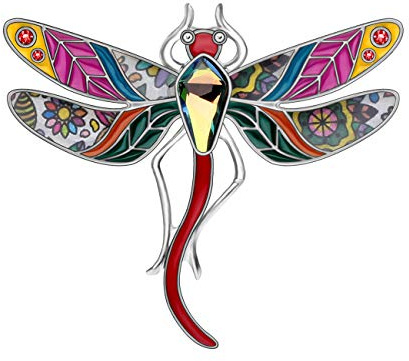 WEVENI Broche en forme de libellule en alliage et cristal - Bijou en émail pour femme et fille