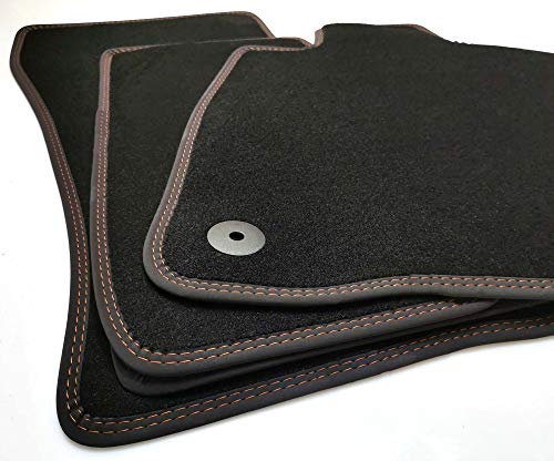 Fußmatten für Cupra Ateca passend (Doppelnaht Braun) Premium Velours Automatten in Original Qualität Teppich 4-teilig Schwarz