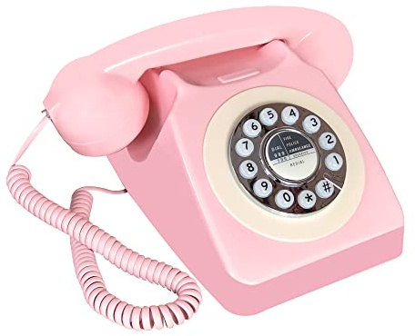 Kabelgebundenes Retro-Telefon, TelPal Vintage alte Telefone, klassische 1930er-Jahre-Festnetztelefone für Zuhause und Büro, Neuheit Hoteltelefon mit Wahlwiederholung
