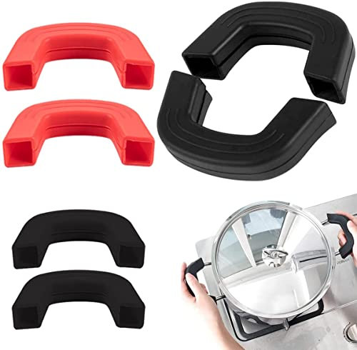 LATRAT 3 Paar Silikon Topfhalter Camping Topfgriff Hitzeschutz, Verbrühungssicherer Wärmeisolierter Kochen Klemmgriffen für Küche Kochen Grillen Backen,3 Größen