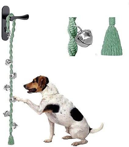 GINIDEAR Dog Bells to Go Outside & Puppy Potty Training, Adjustable Dog Door Bell Ring to Go Potty, Handmade with Premium Yarn. Twisted Style, LightGreen