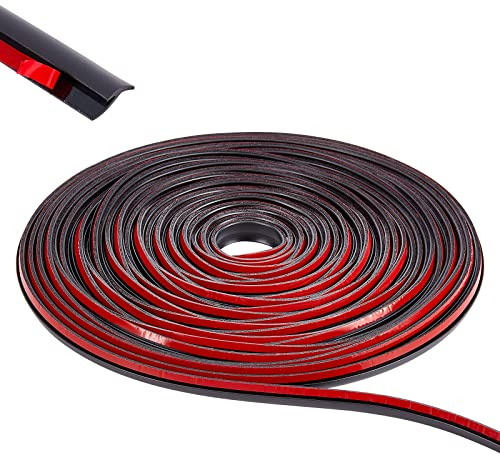 BENECREAT 6m Self Adhesive Auto Rubber Weather Draft Seal Strip, 0.8x1cm T-Type Rubber Sealing Strip, Fit for Most Cars