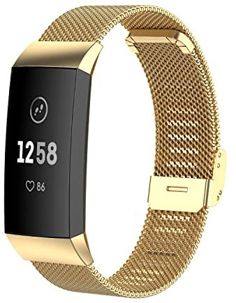 Gheper Metallband Kompatibel mit Fitbit Charge 4/Charge 3/Charge 3 SE Mesh gewebtes Edelstahl Smartwatch Armband Ersatzarmband