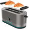 Cecotec Vertikaler Toaster aus Edelstahl mit doppeltem langen Schlitz Shine&Toast Extra Double. 1400W, Kapazität für 4 Scheiben, Breite Schlitze von 3,8 cm, Leuchtring, 7 Röststufen, obere Stangen