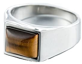 Whoiy Trauringe Silber, Ring Verlobung Eckig Edelstahl Ring mit Stein 10mm Größe 60 (19.1) mit Box