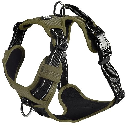 Bobby Rando Walk – Hundegeschirr, Hundegeschirr für Hunde, mittelgroß, klein, groß, Nylon, sicher, bequem, reflektierend, verstellbar, Khaki, L/46–70 x 2,5 cm