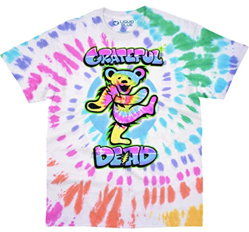 Liquid Blue Herren Grateful Dead Karneval Airbrush Tanzender Bär T-Shirt, Batik, XL
