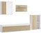 Skraut Home - Wohnzimmermöbel | TV-Möbel + 2 Aufbewahrungsmöglichkeiten + Regal | 220 x 38 x 180 cm | Komplettes Set für Wohnzimmer | 4 Elemente | Eiche und Weiß | nordischer Stil