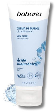 Babaria - Crema De Manos Con Acido Hialuronico | Crema Con Acido Hialuronico 75ml | Crema Manos Agrietadas Y Secas | Crema De Manos Reparadora Ultra Hidratante