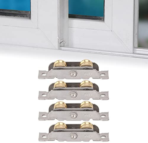 Sliding Patio Door Rollers, 4 Sets Gliding Door Tandem Roller Assembly, Sliding Glass Door Door Wheels, Metal Wheel Replacement for Sliding Glass Door Screen Door Gate Window (Concave Wheel)