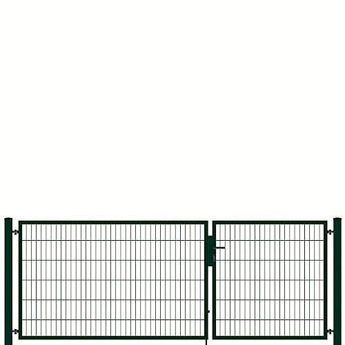 auf-mass24 Doppeltor 3,25m breit Profi Toranlage Doppelstabmattenzaun Zauntor RAL7016 anthrazit Zaun Tor Gartentor (RAL6005 Moosgrün, 1.23)