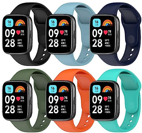 BDIG 6PCS Cinturino Compatibile con Xiaomi Redmi Watch 3 Active, Braccialetto Sportivo di Ricambio in Morbido Silicone